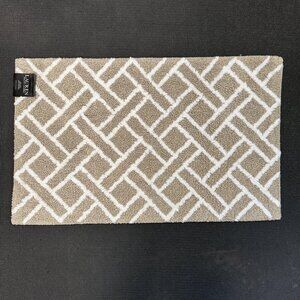 Ralph Lauren 21 x 34 Bath Rug Mat Cotton Beige Tan Geometric Striped Diamonds